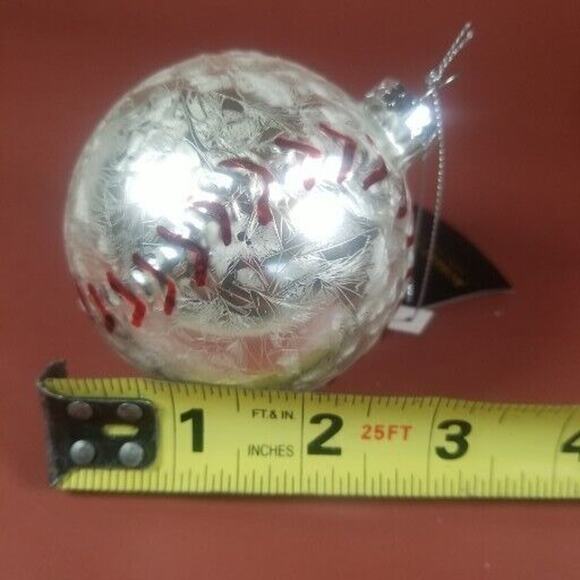 Robert Stanley Glass Ornament Baseballs, Home Run Bat Glove Christmas Lot Of 3 - Picture 12 of 14